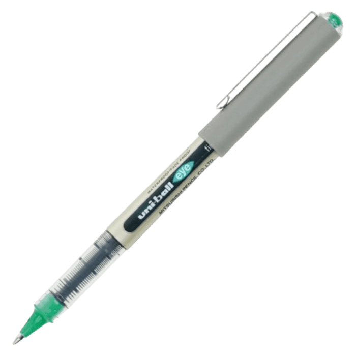 قلم حبر سائل UniBall، قلم حبر جاف، رأس رفيع أخضر UB-157، 0.7 مم.