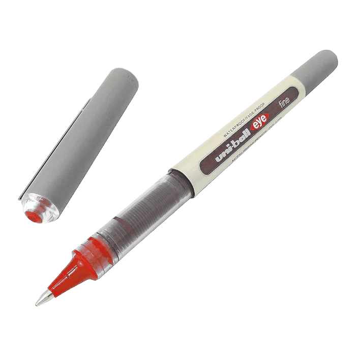 قلم حبر سائل UniBall ذو رأس كروي رفيع أحمر UB-157 0.7 مم.