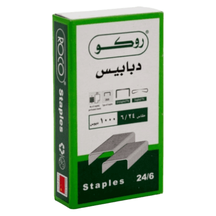 دبابيس روكو القياسية 24/6 نصف شريط 1000 قطعة.