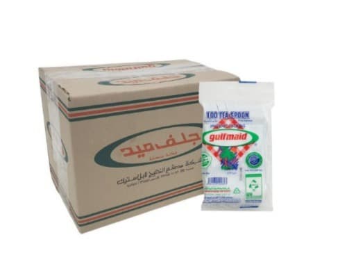 ملاعق شاي بلاستيكية صغيرة بيضاء من جلف ميد، علبة تحتوي على 1000 قطعة.