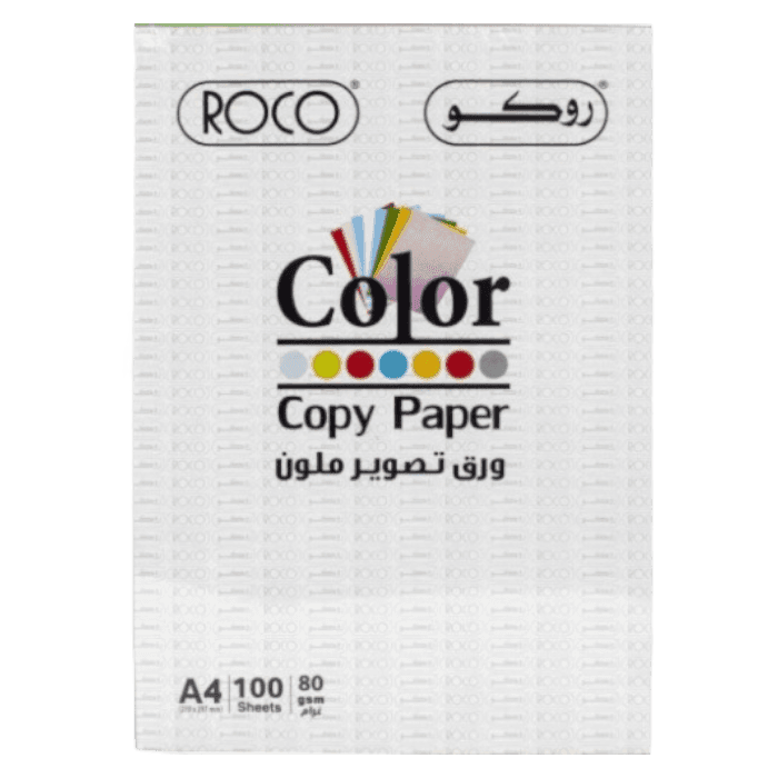 ورق تصوير روكو الملون 80 غرام، 100 ورقة